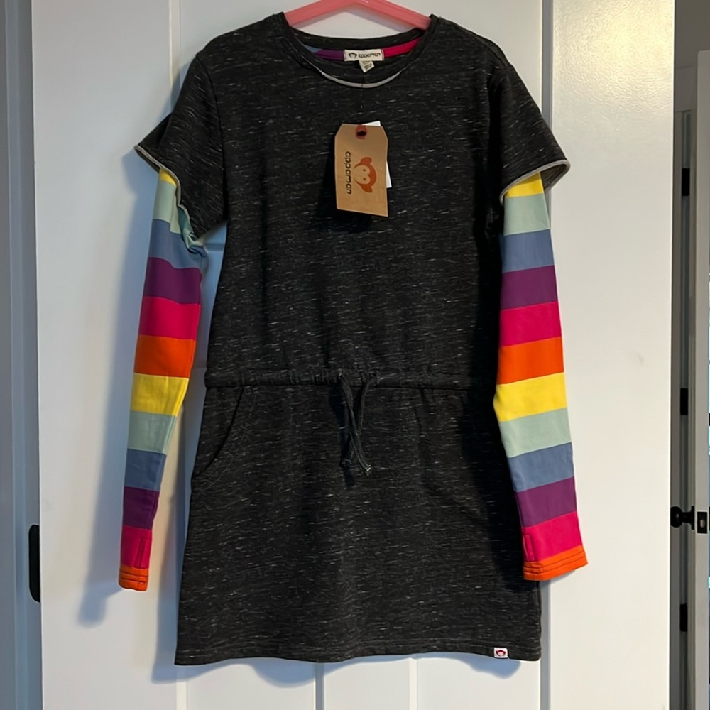 Appaman rainbow drawstring dress age 10 NWT